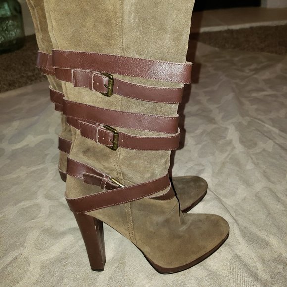 Nine West Tan Suede High Heel Boots - Picture 2 of 4